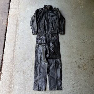 Vintage Starter LA Lakers Black Leather Jumpsuit Set Mens Medium NBA Tracksuit